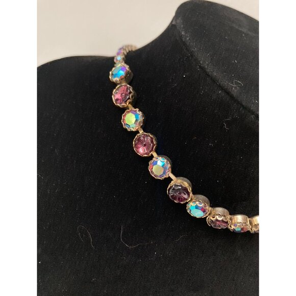 Weiss Flower Rhinestone and Aurora Borealis Choker 15 1/2" - Picture 2 of 12